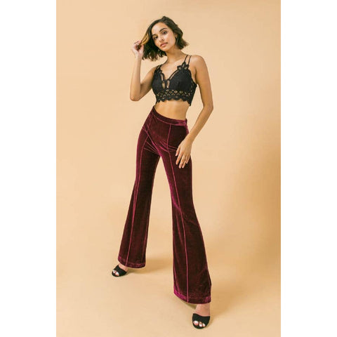 High waisted flared velvet pants