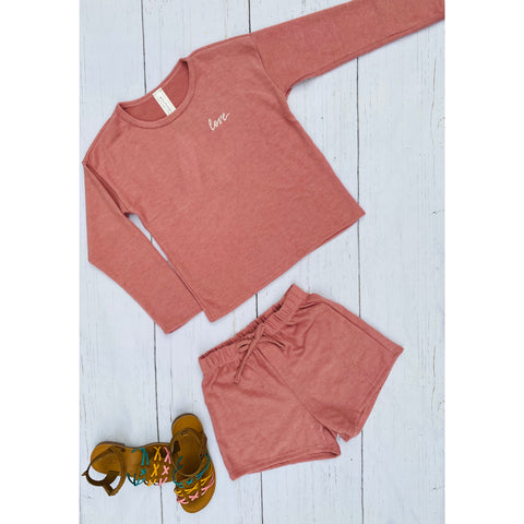 MAUVE LOVE SHIRT/SHORT SET