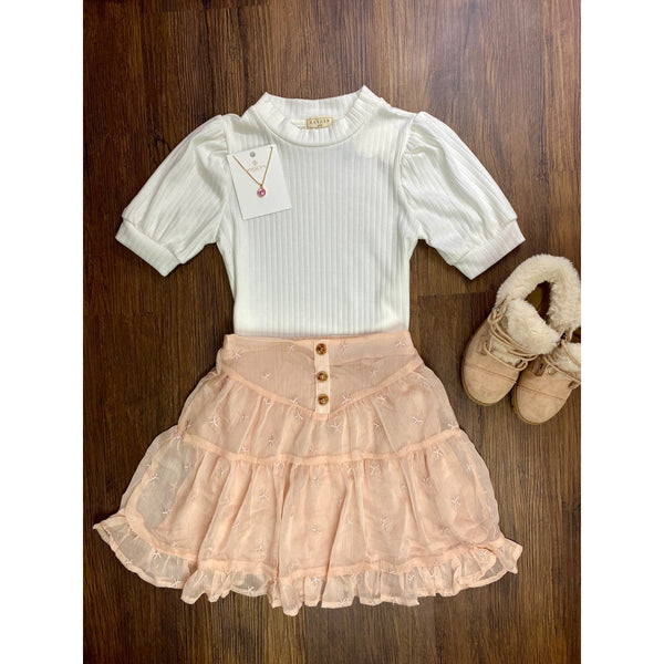 GIRLS EMBROIDERED CHIFFON SKIRT