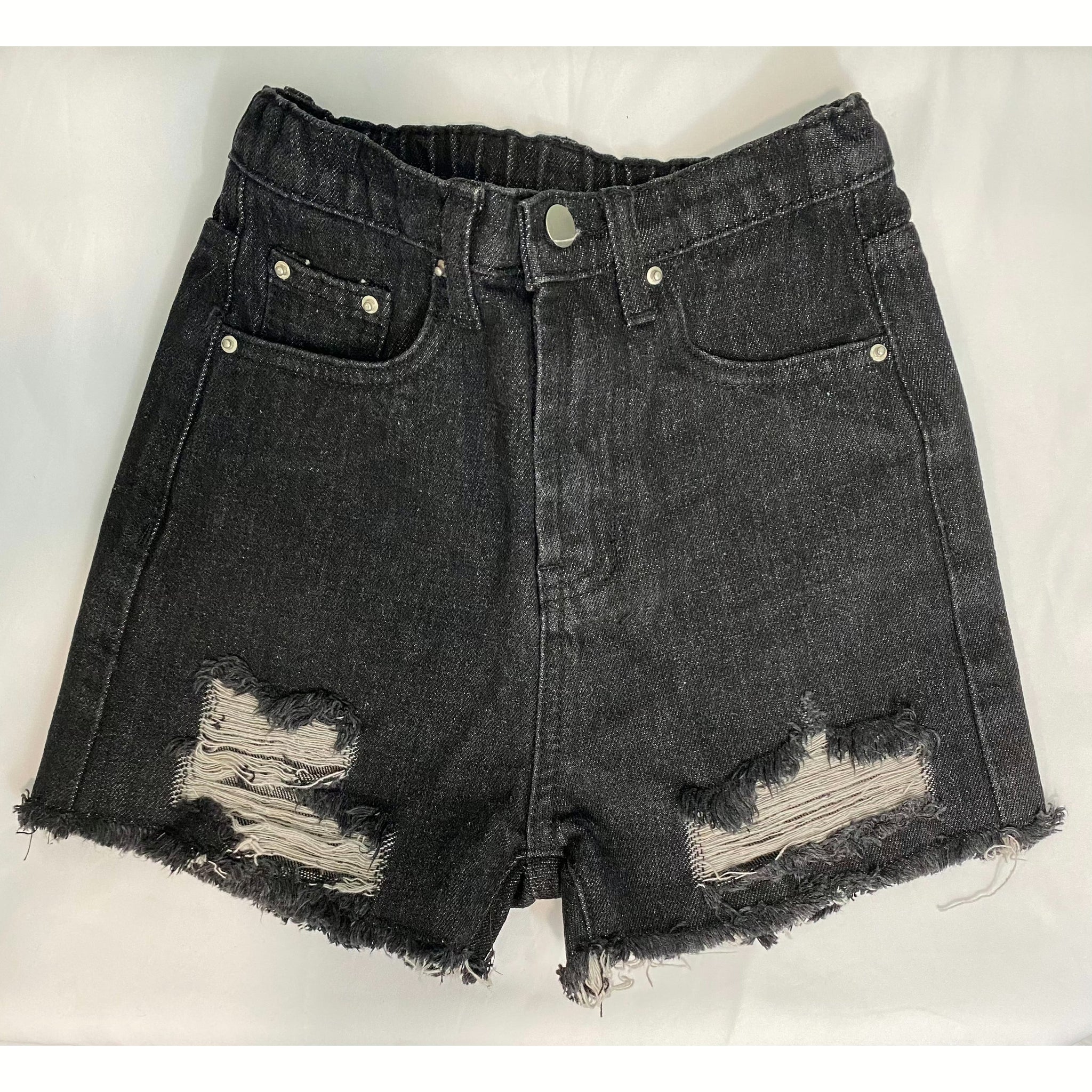 Kids Black High Waisted Shorts