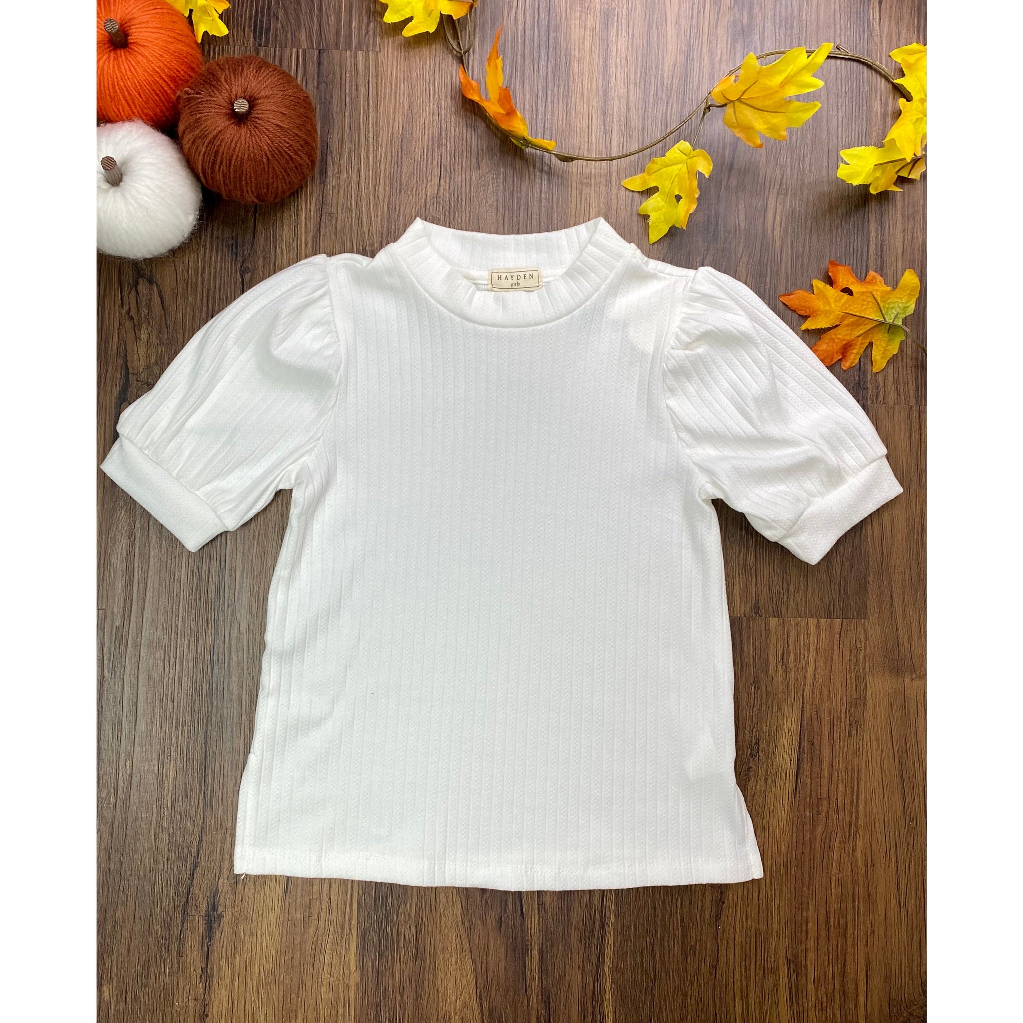 Girls Banded Neck Short Sleeve Top