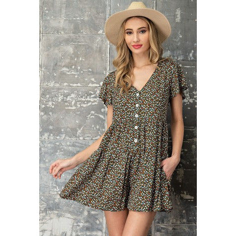 FLORAL BUTTON UP ROMPER